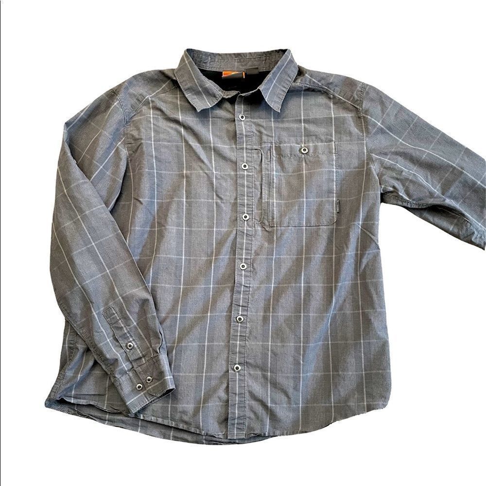 MERREL Long sleeve gray plaid button down shirt size XXL